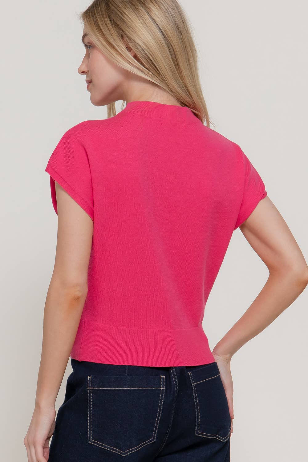 Cap Sleeve Mock Neck Sweater Top