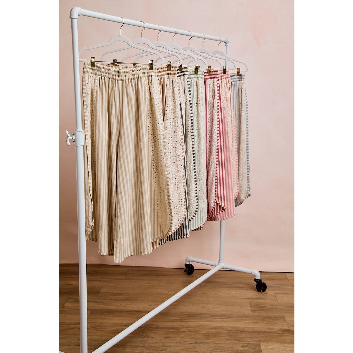 Floral Eyelet Wide Leg Pants