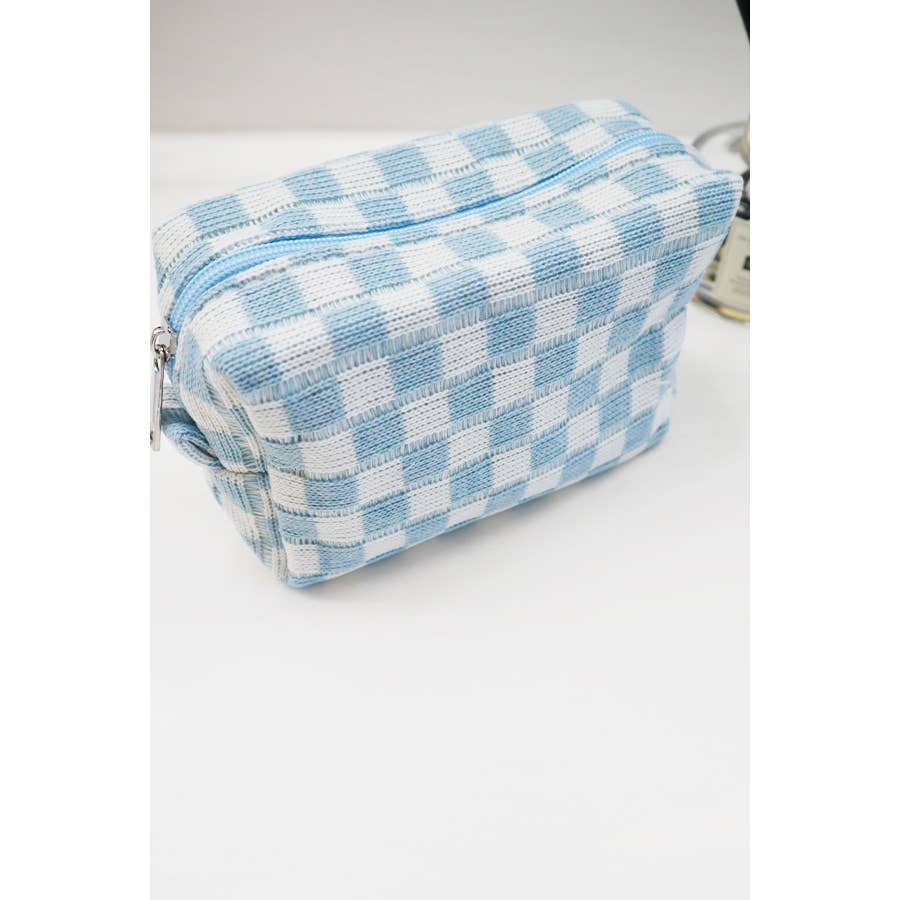 Checkered Knitted Cosmetic Bag