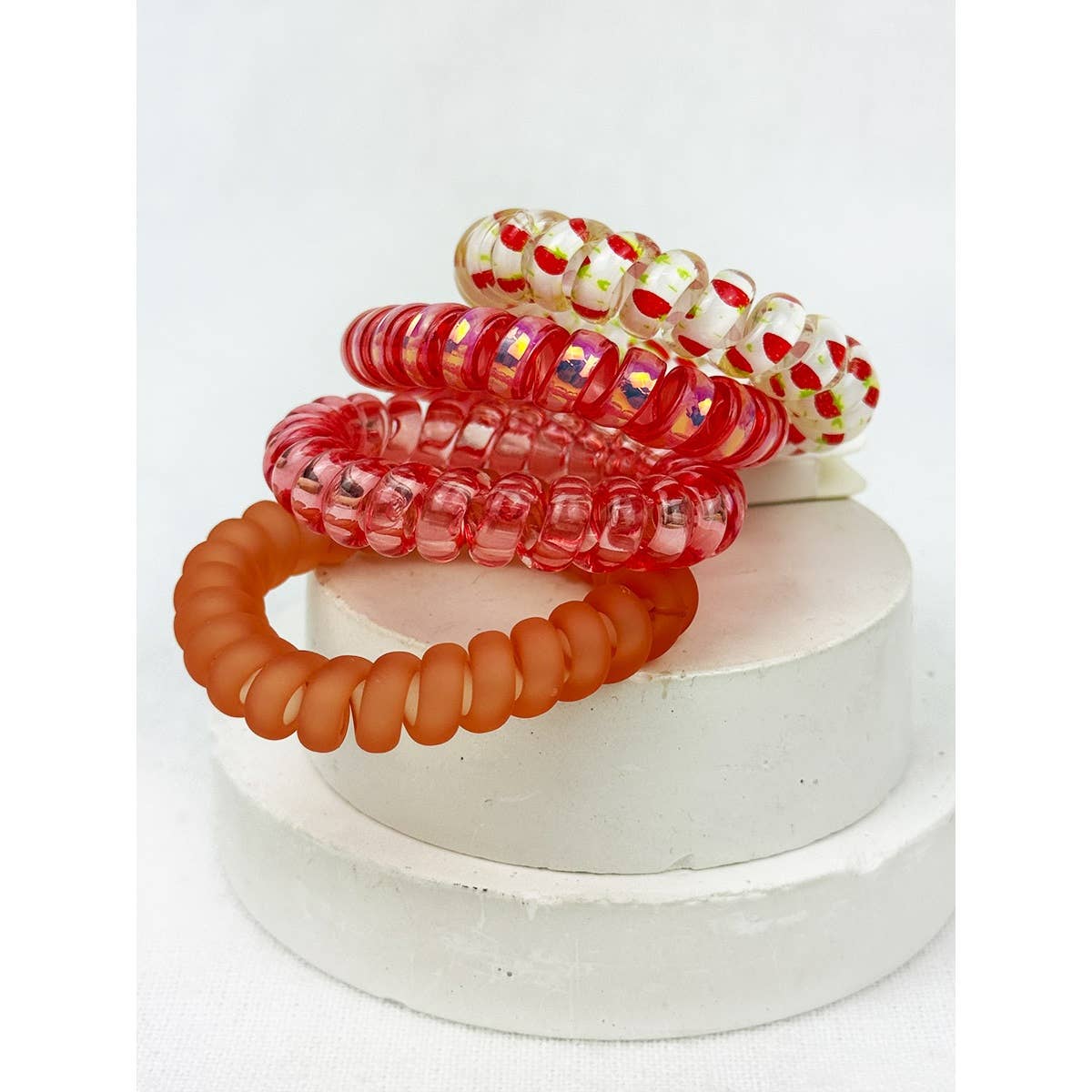 Fruit Print and mixed Shades Spiral Hair Ties