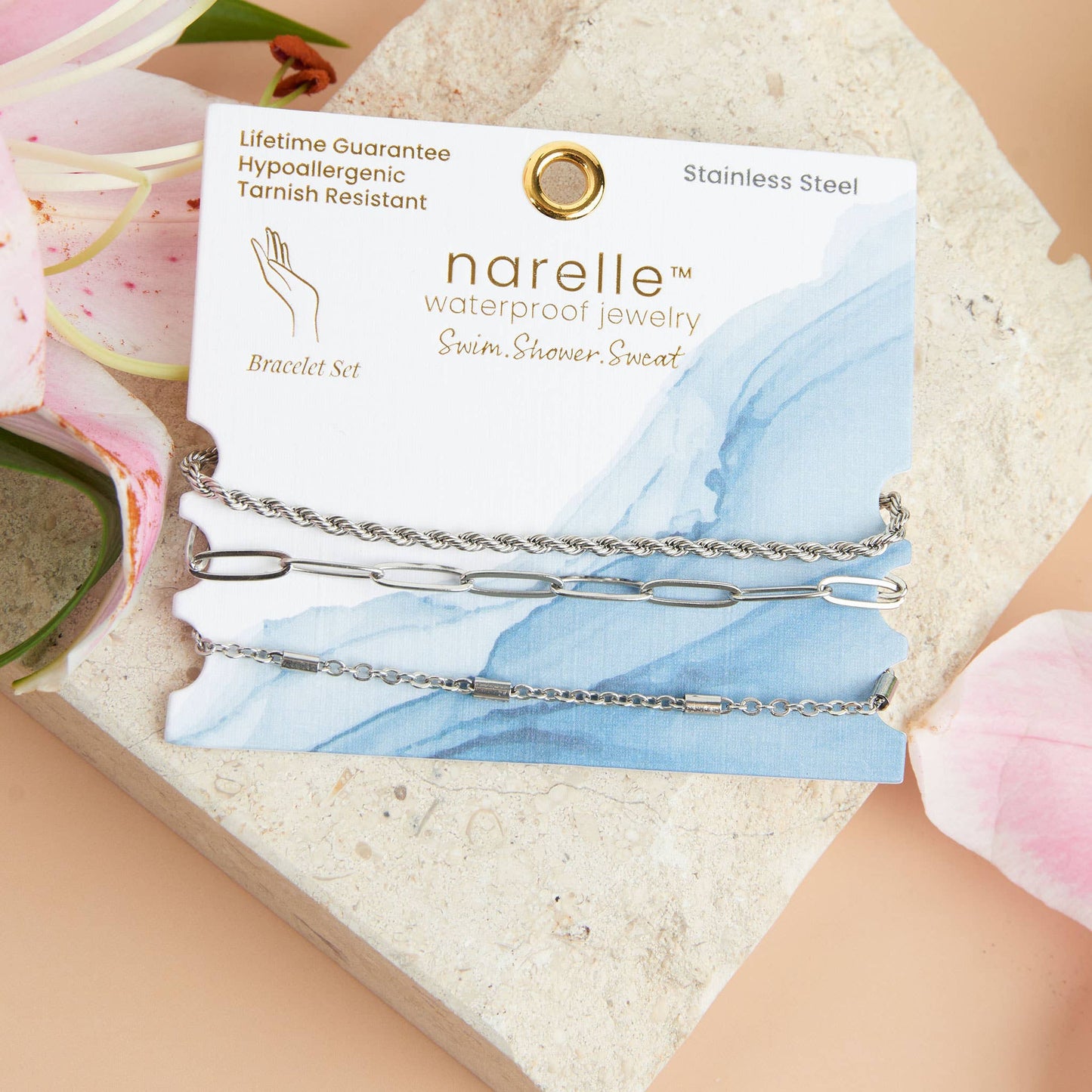 Waterproof Bracelets Narelle Twisted Chain Trio Set