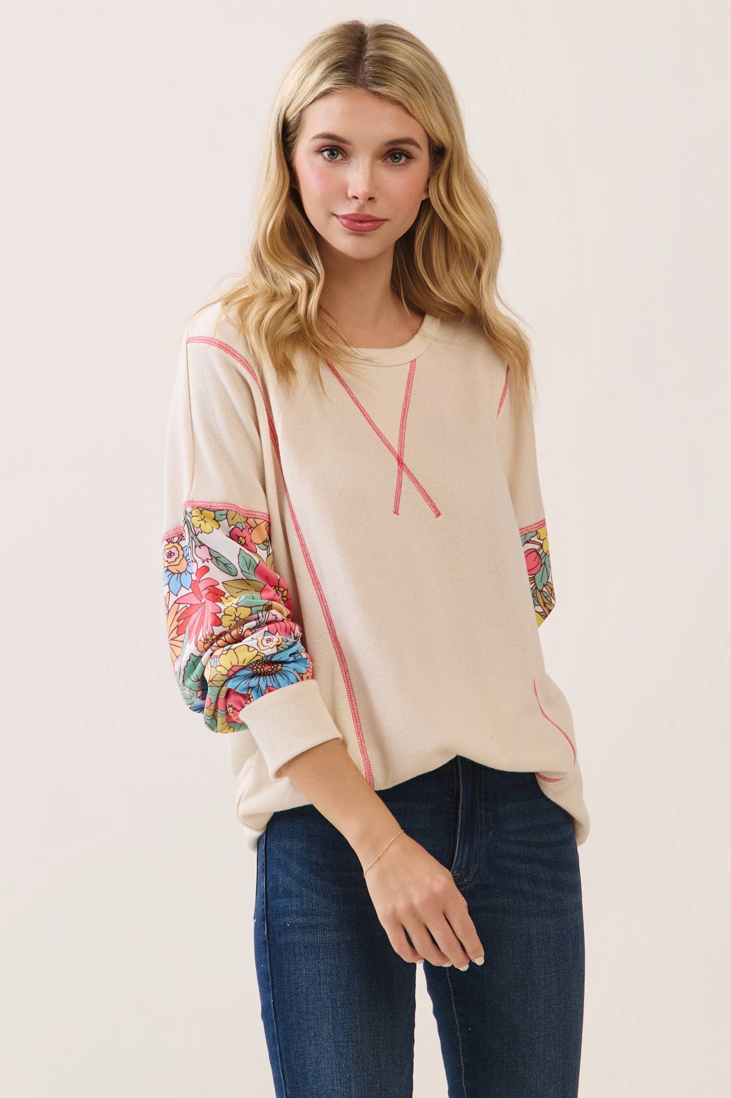 Floral Sleeve Pullover