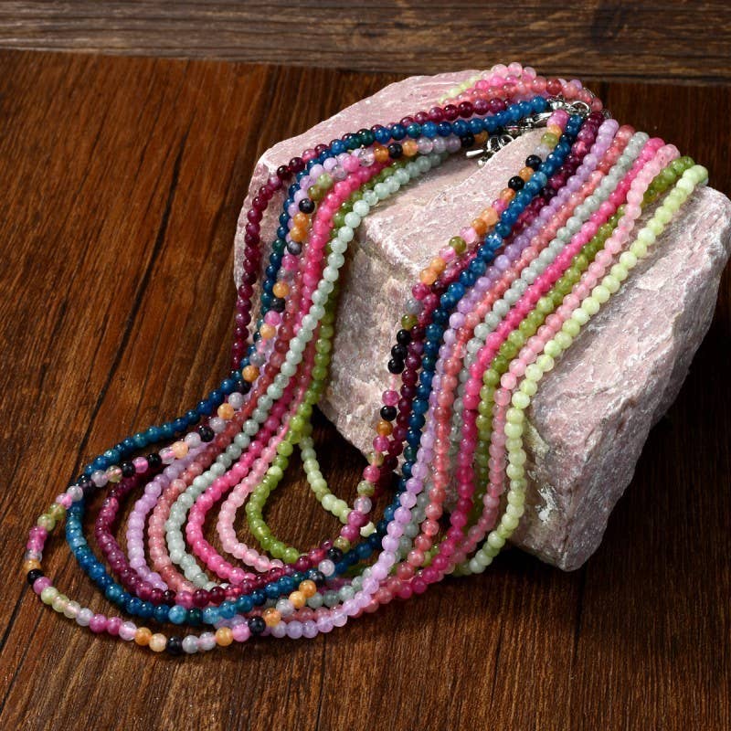 Natural Agate Glass Bead Necklace