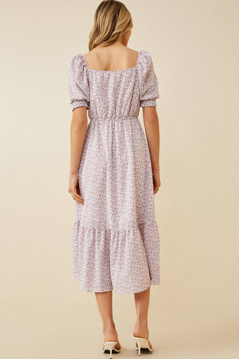 Lavender Floral Midi Dress