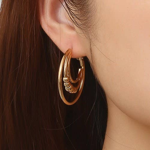 18K SS Trio Hoop Earrings