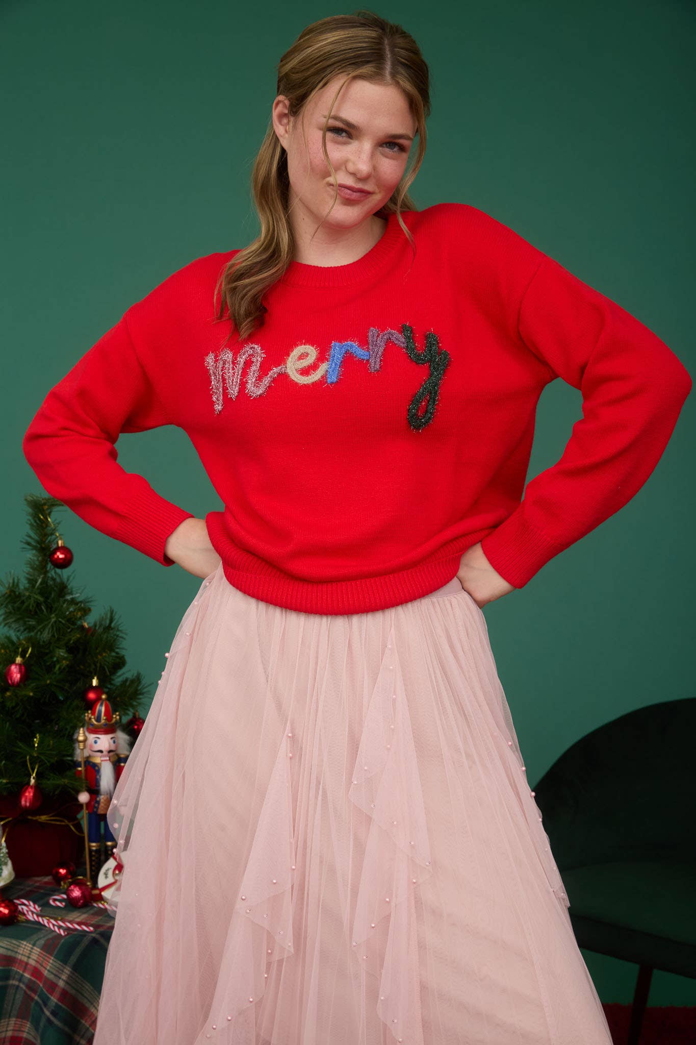 Trimmed In Tinsel Merry Sweater
