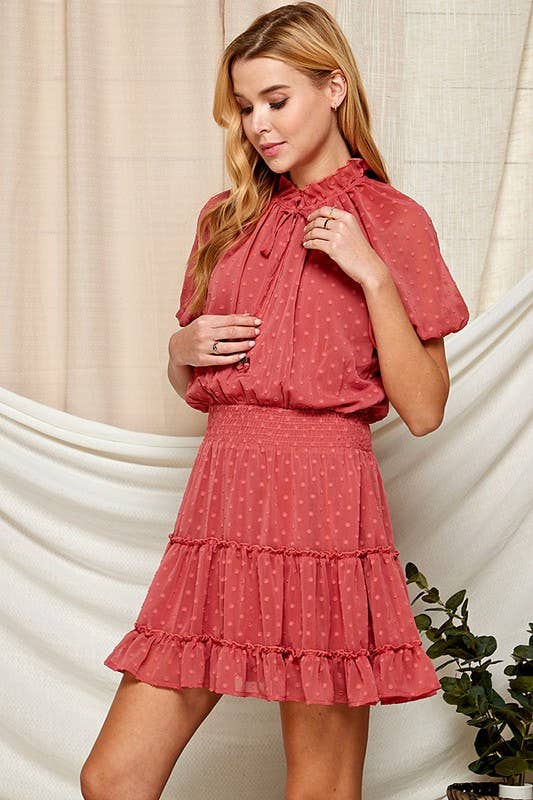 Marsala Dot Dress