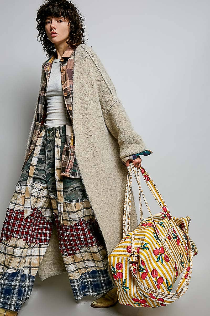 Front Pocket Quilted Adjustable Strap Duffel Bag