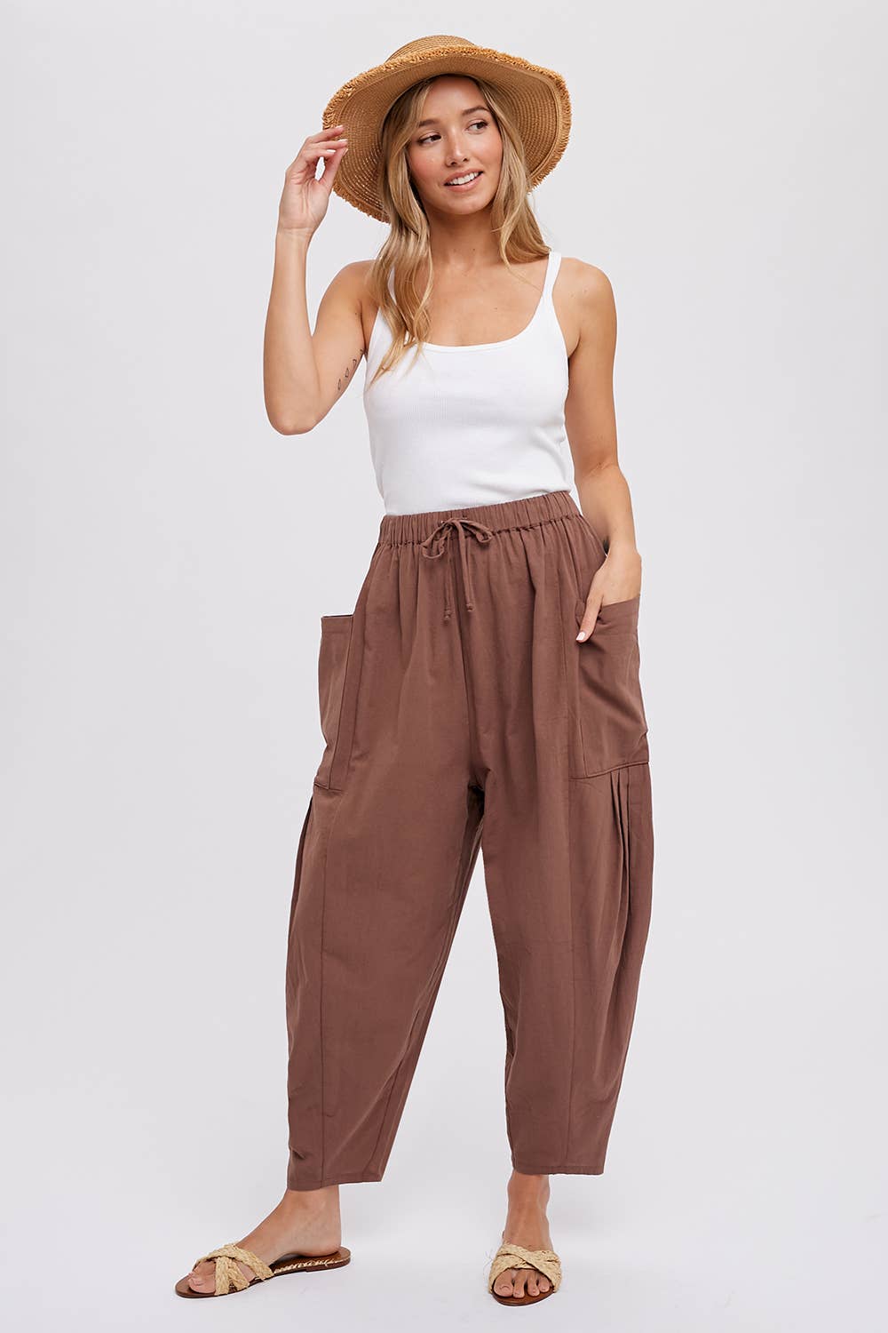 Linen Blend Wide Leg Pants