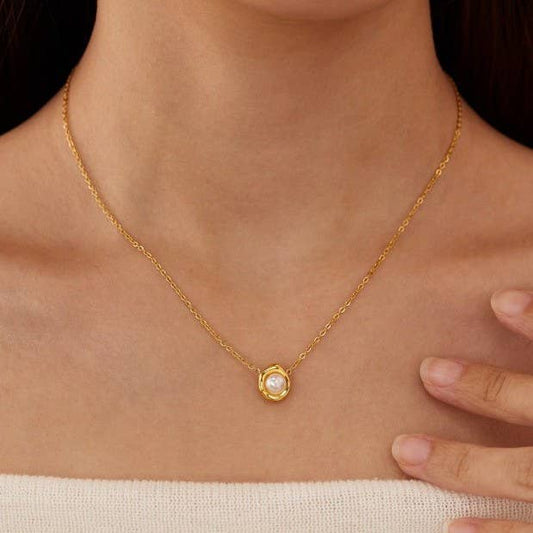 Waterproof Golden Pearl Necklace