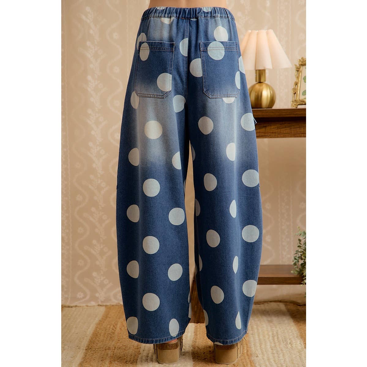 Polka Dot Cargo Barrel Jeans