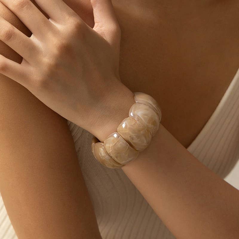 Color-Block Acrylic Stretch Cord Bracelet