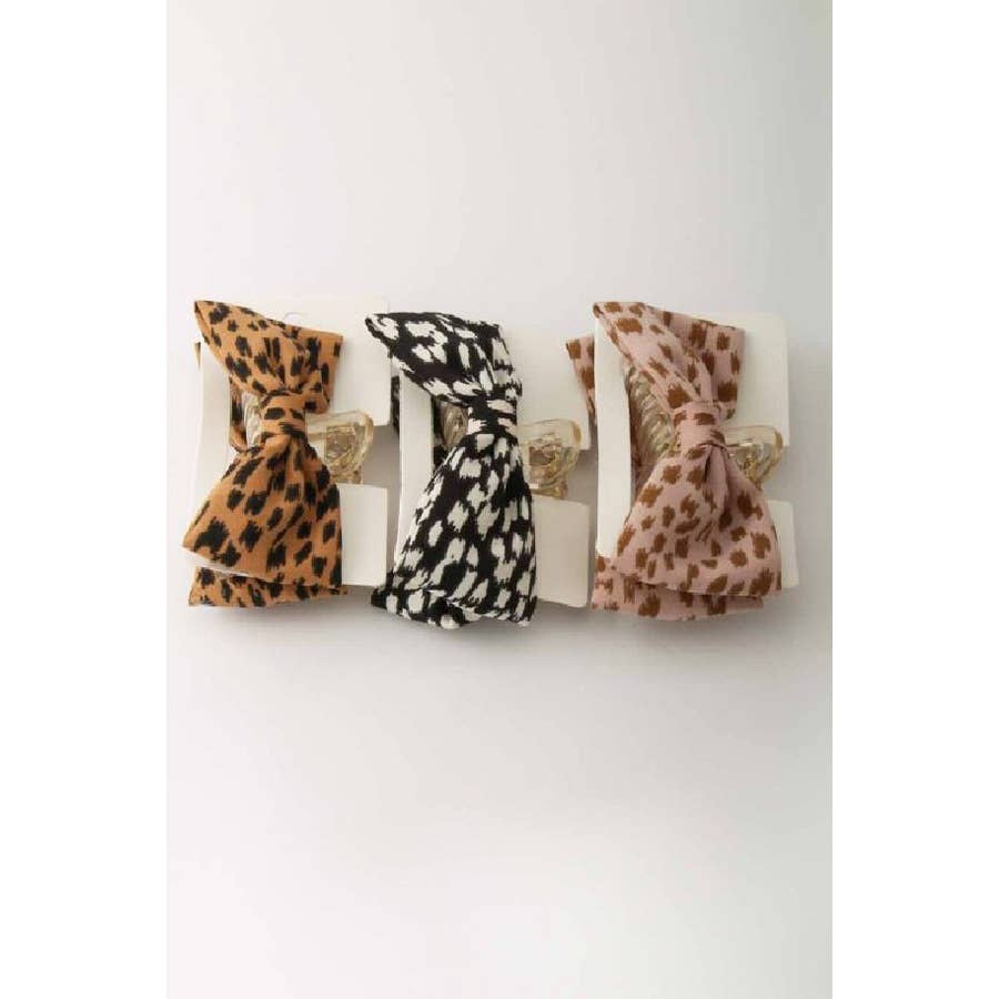 Cotton Leopard Bow Hair Claw Clip