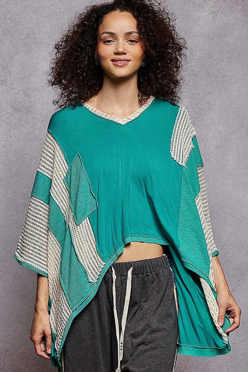 POL Oversized Lace Detail Top