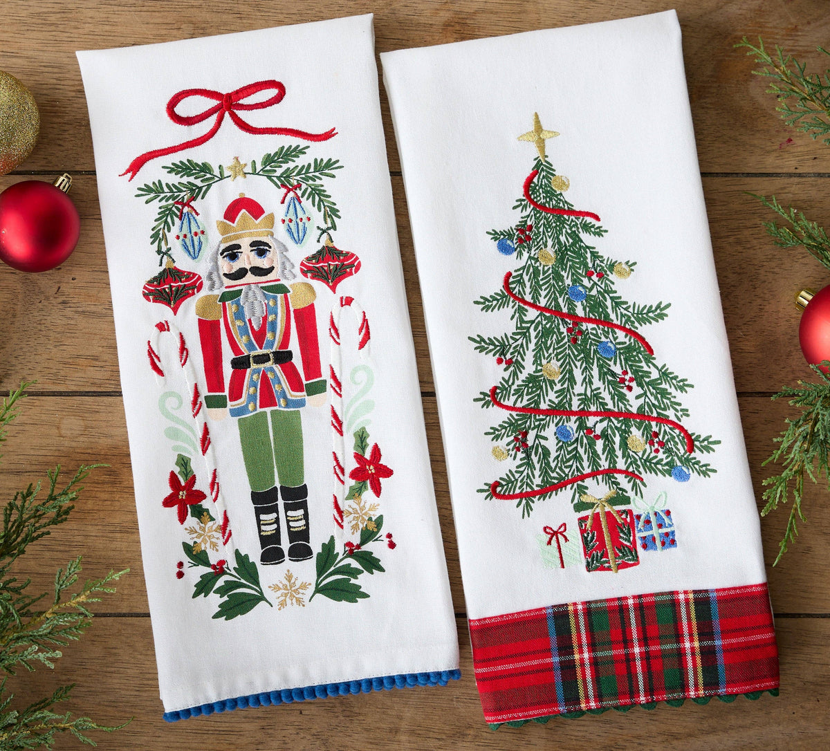 Trim the Tree Embellished Dishtowel