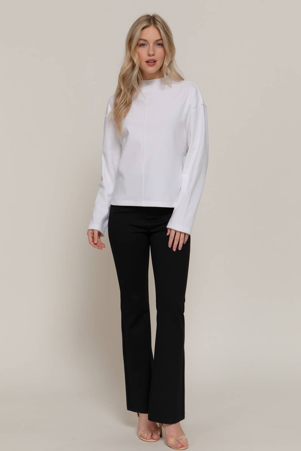 Long Sleeve Overlocked Seams Brushed Rib Top