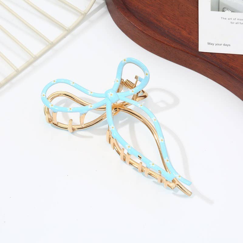 Floral Metal Bow Claw Clip