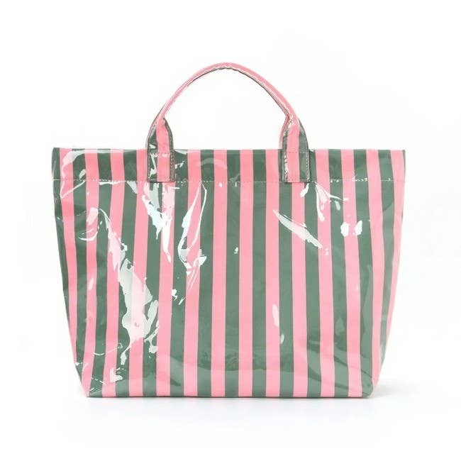 Striped Vinyl Tote Bag
