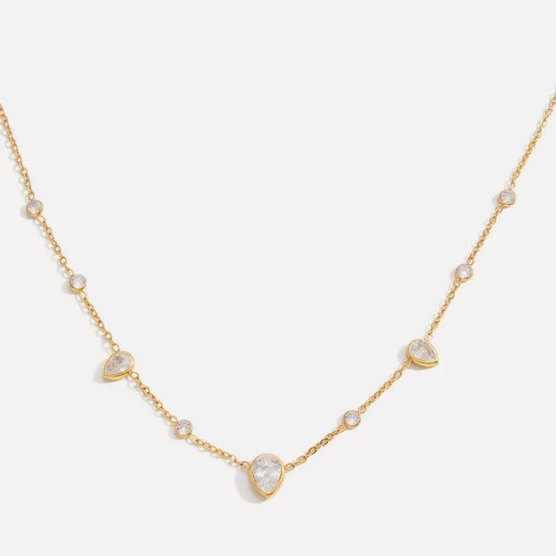 Waterproof Pear Crystal Necklace