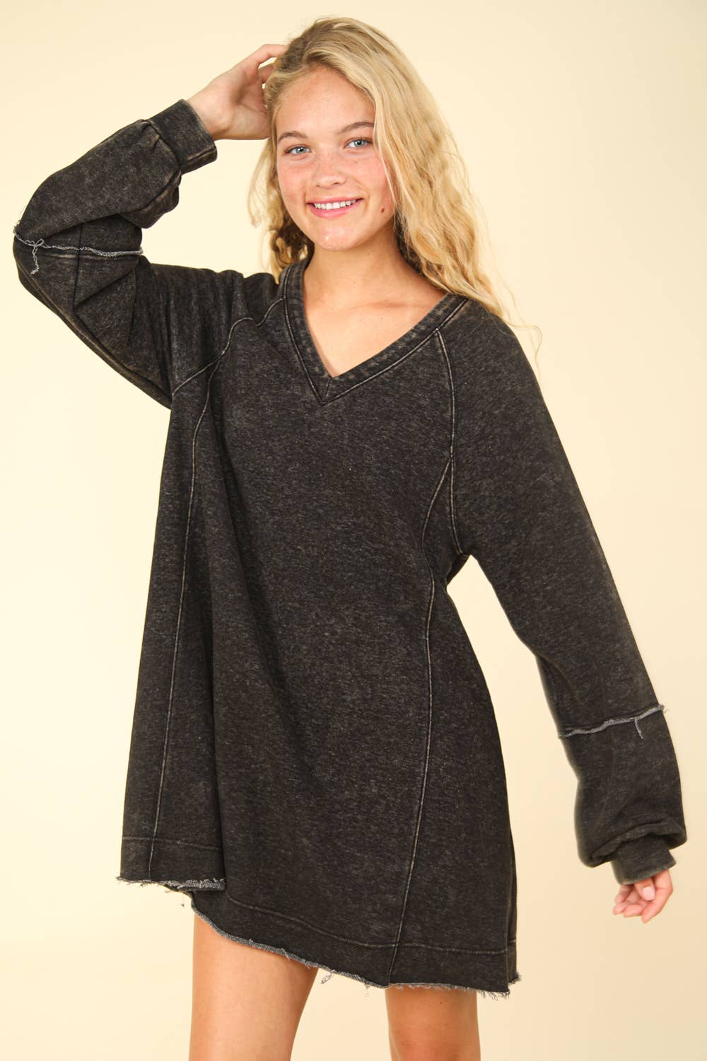 Mineral Washed Oversized Mini Dress