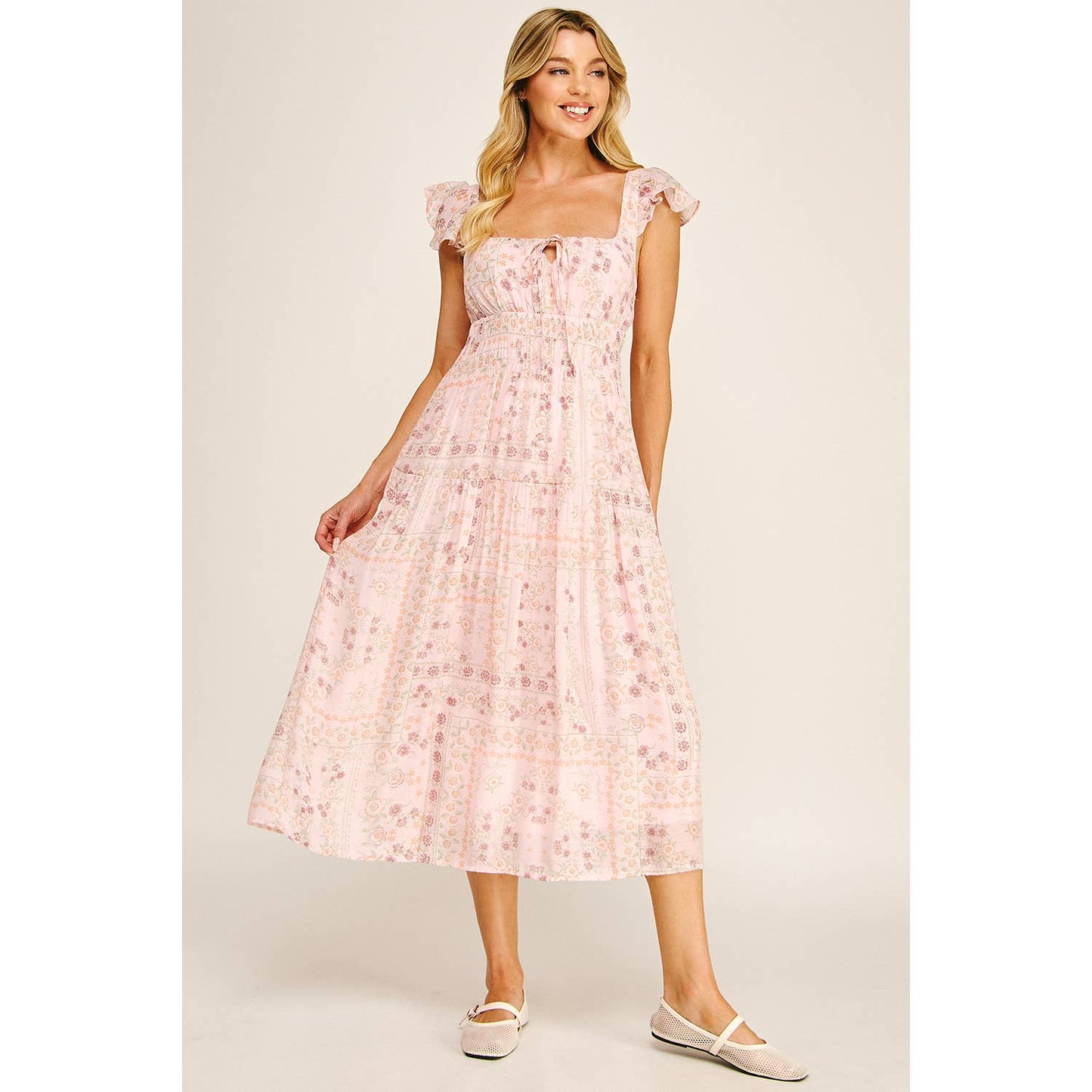 Patchwork Bloom Midi Dress