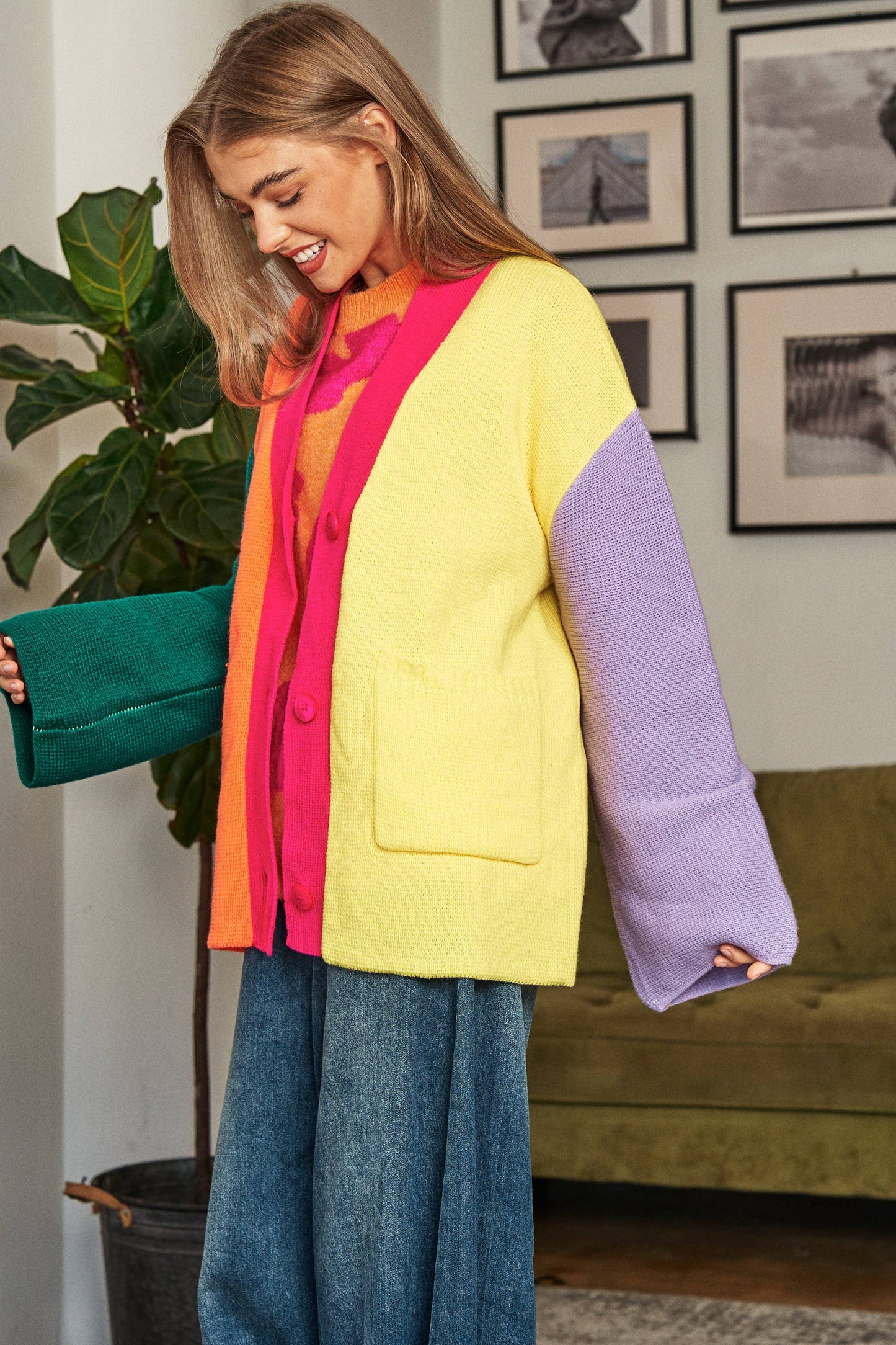 Color Block Cardigan