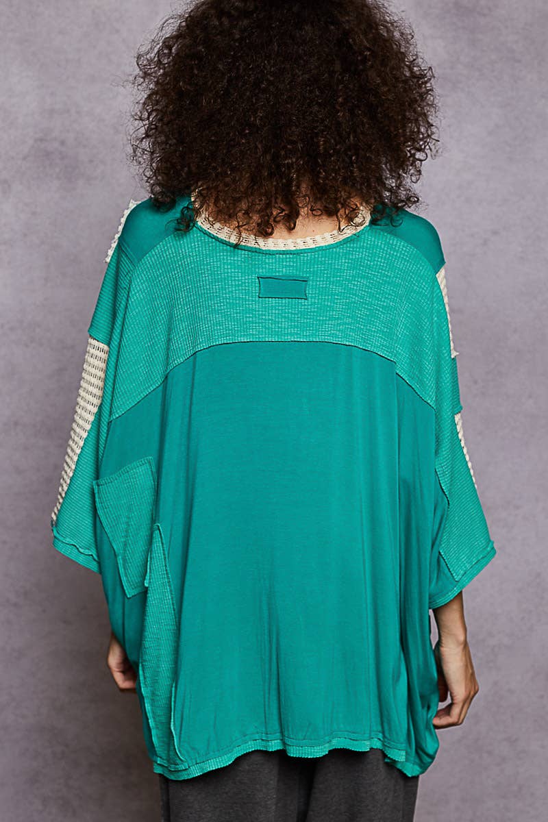 POL Oversized Lace Detail Top