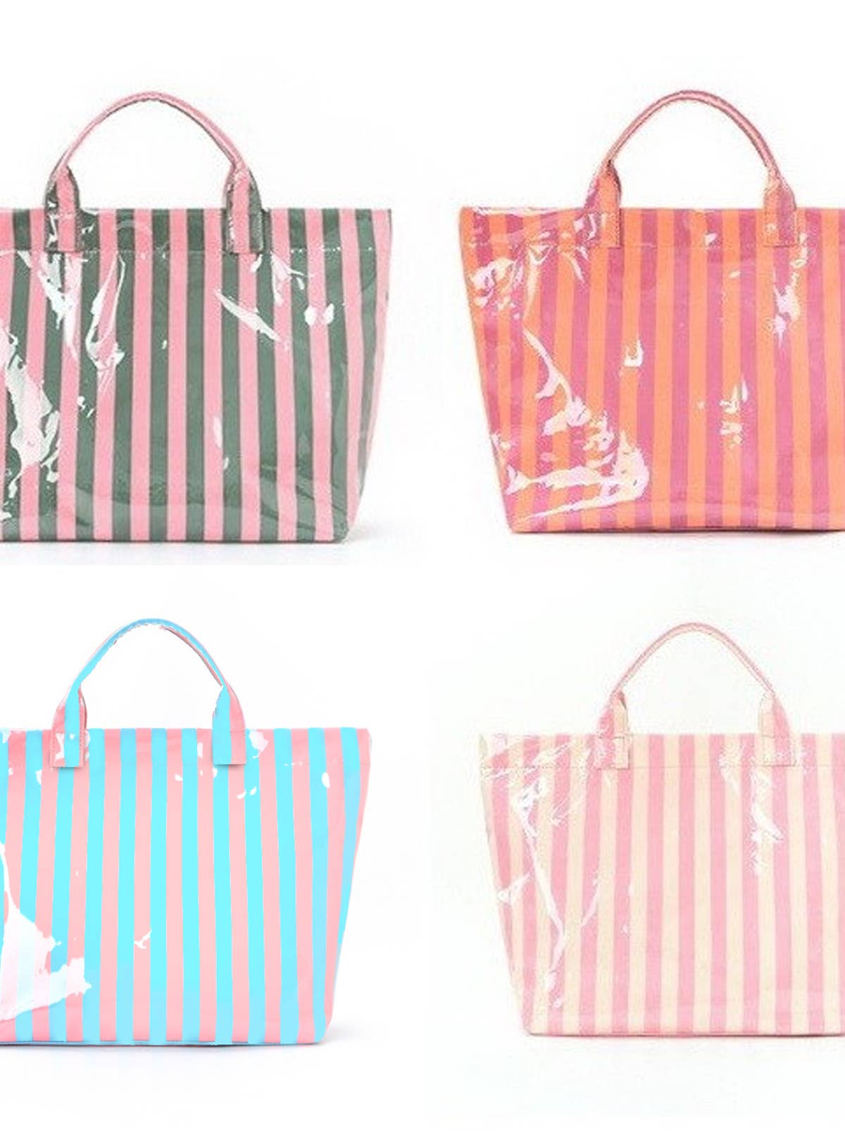 Striped Vinyl Tote Bag