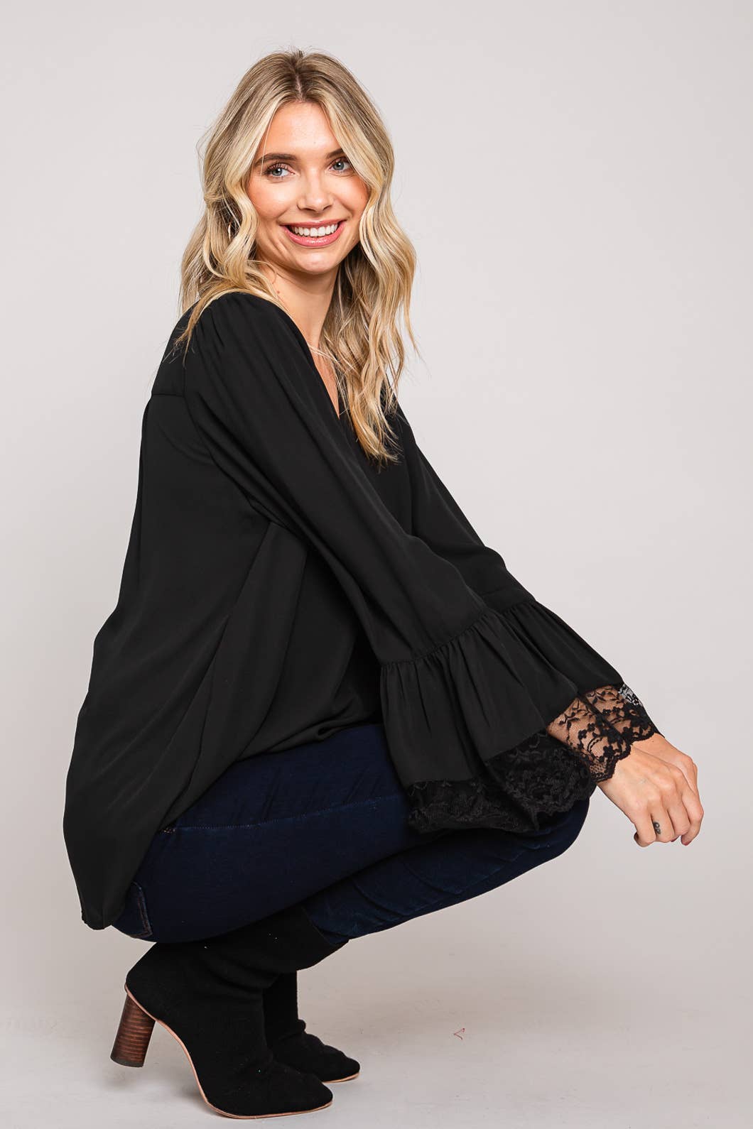 Lace Detail Long Sleeve Top