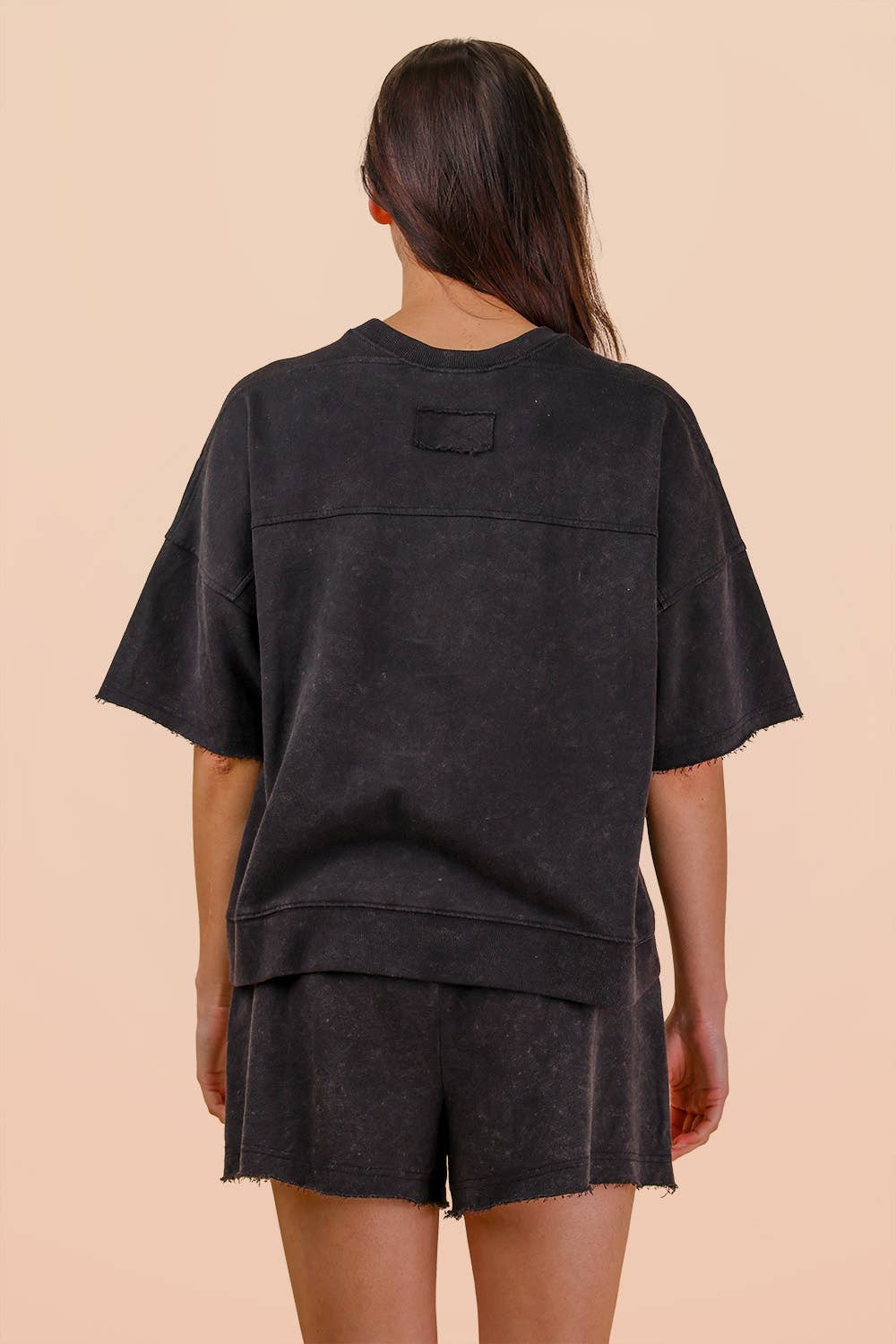 Mineral Washed Knit Casual Top & Shorts