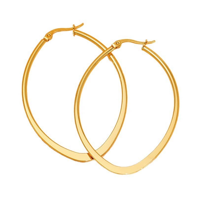 Waterproof Oval Drop Hoop Earrings