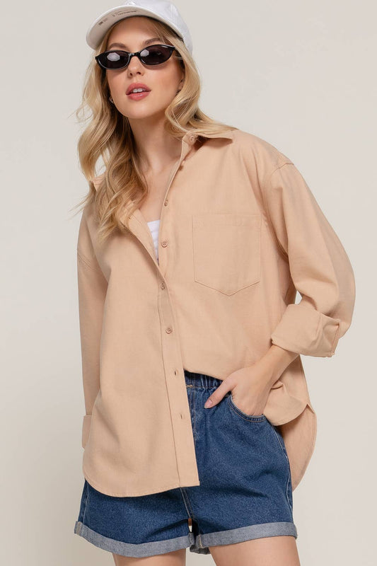 Relaxed Cotton Button Up Shirt