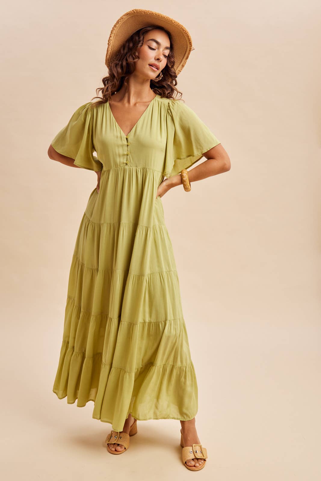 Apricot Flowy Maxi Dress