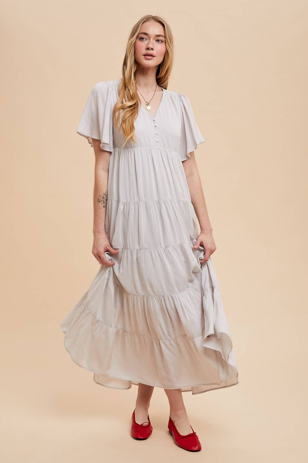 Apricot Flowy Maxi Dress