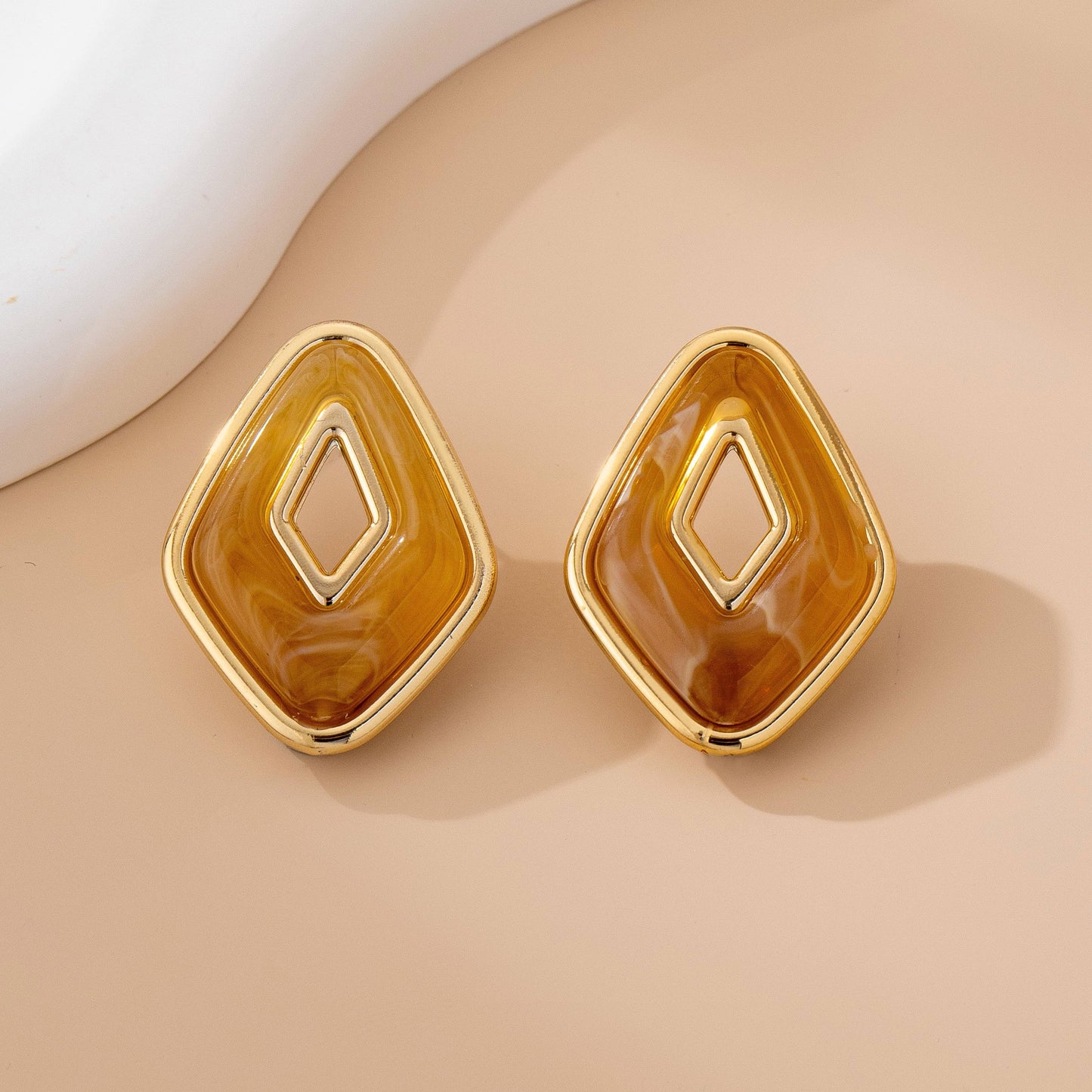 Enamel Pink Cutout Earrings