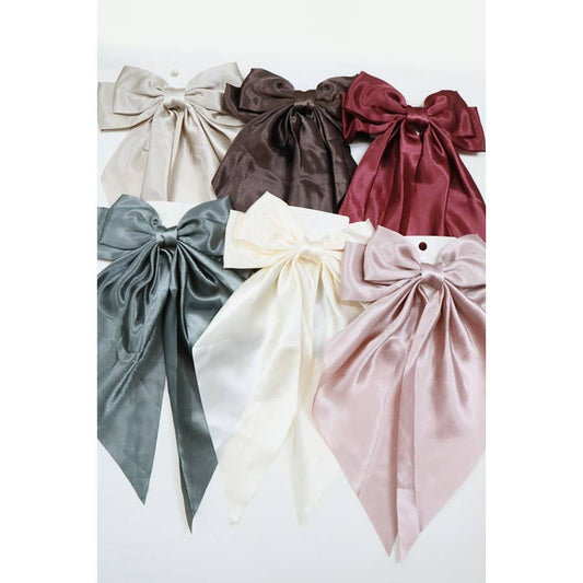 Long Tail Satin Hair Bow Clip