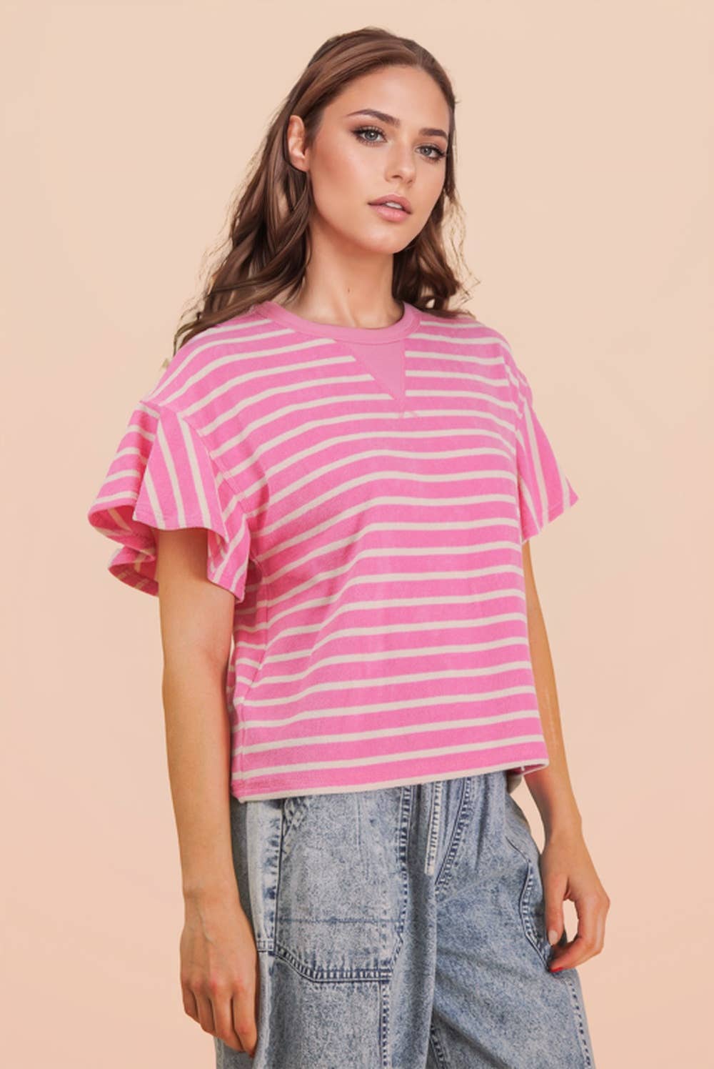 Sophia Ruffle Stripe Knit Top