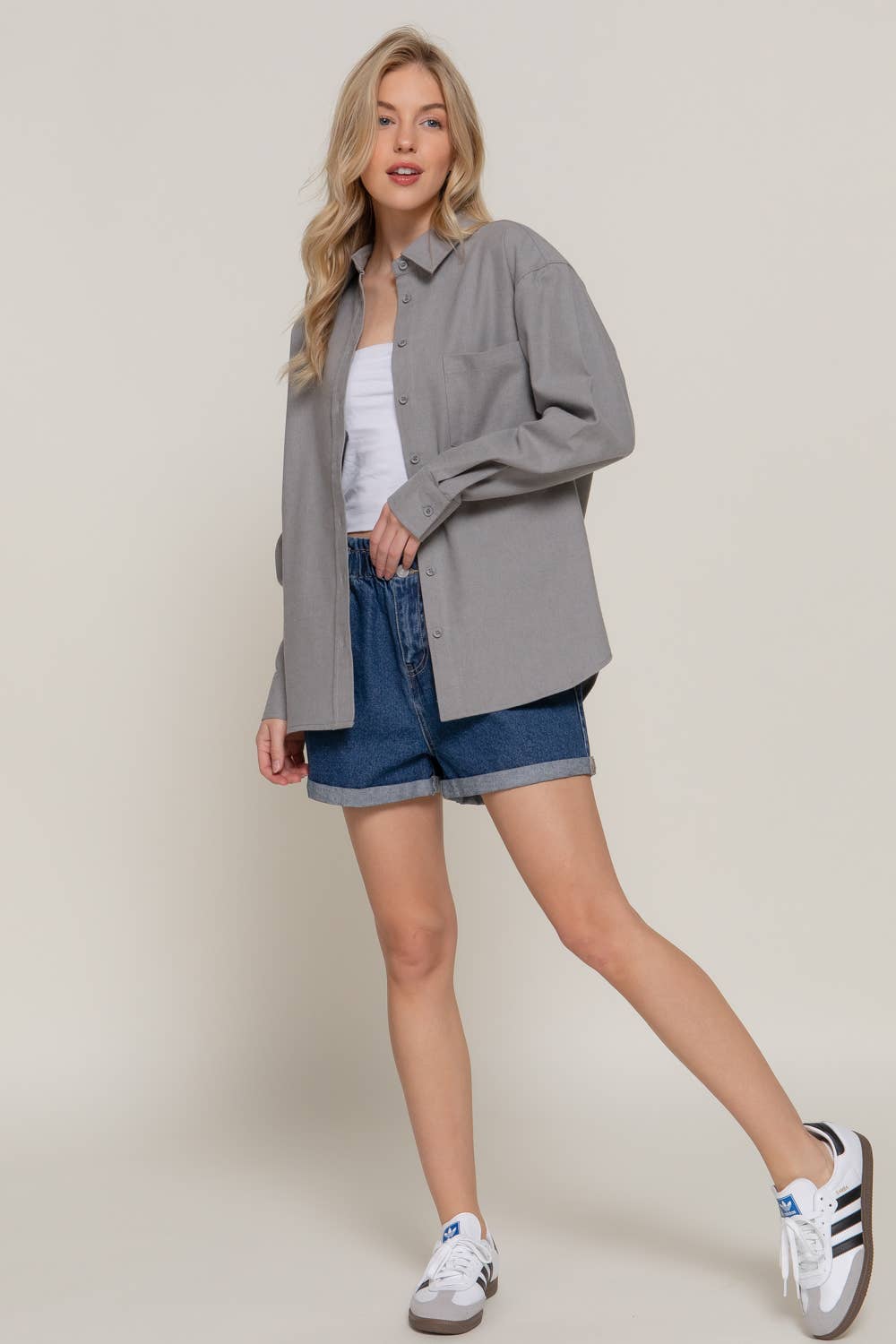 Relaxed Cotton Button Up Shirt