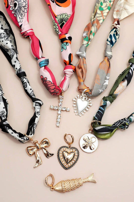 Handcrafted Scarf Interchangeable Charm Necklace