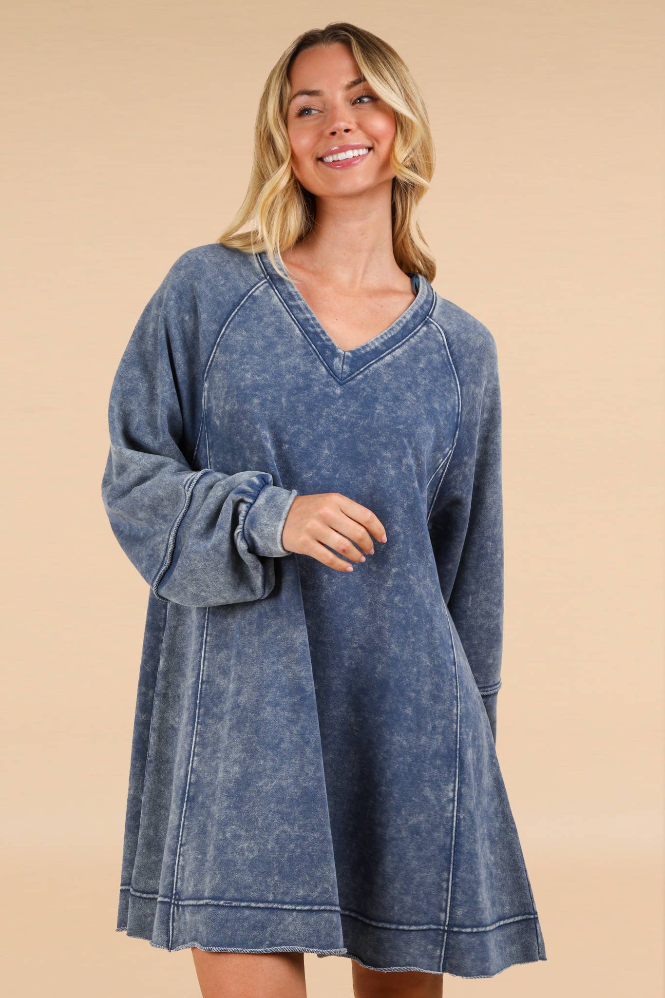 Mineral Washed Oversized Mini Dress