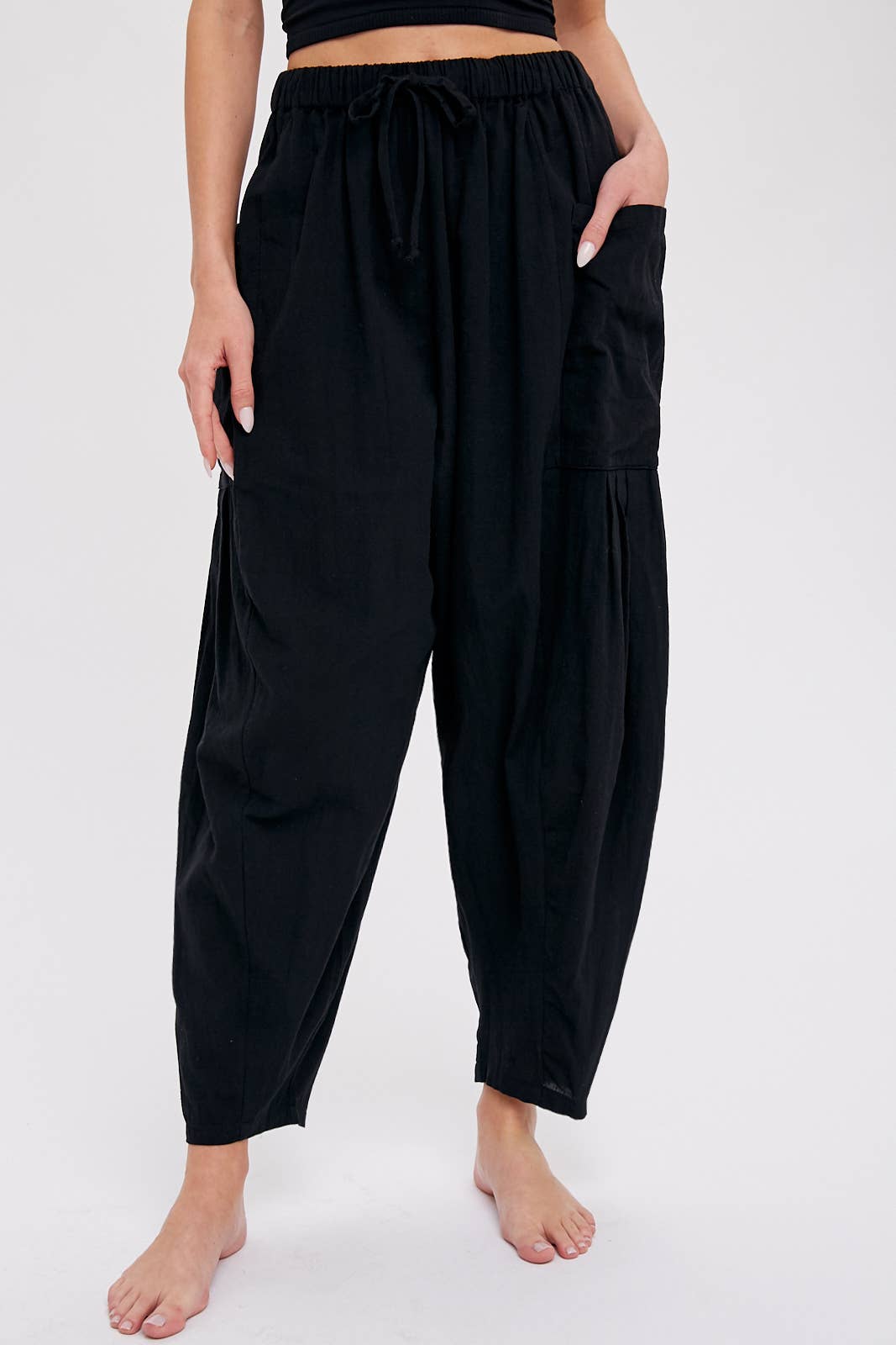 Linen Blend Wide Leg Pants