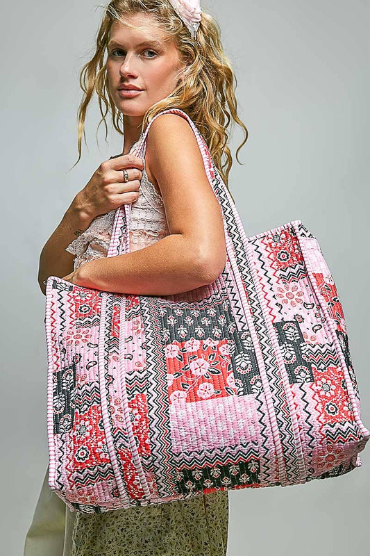 Quilted Woven Bohemian Tote Bag