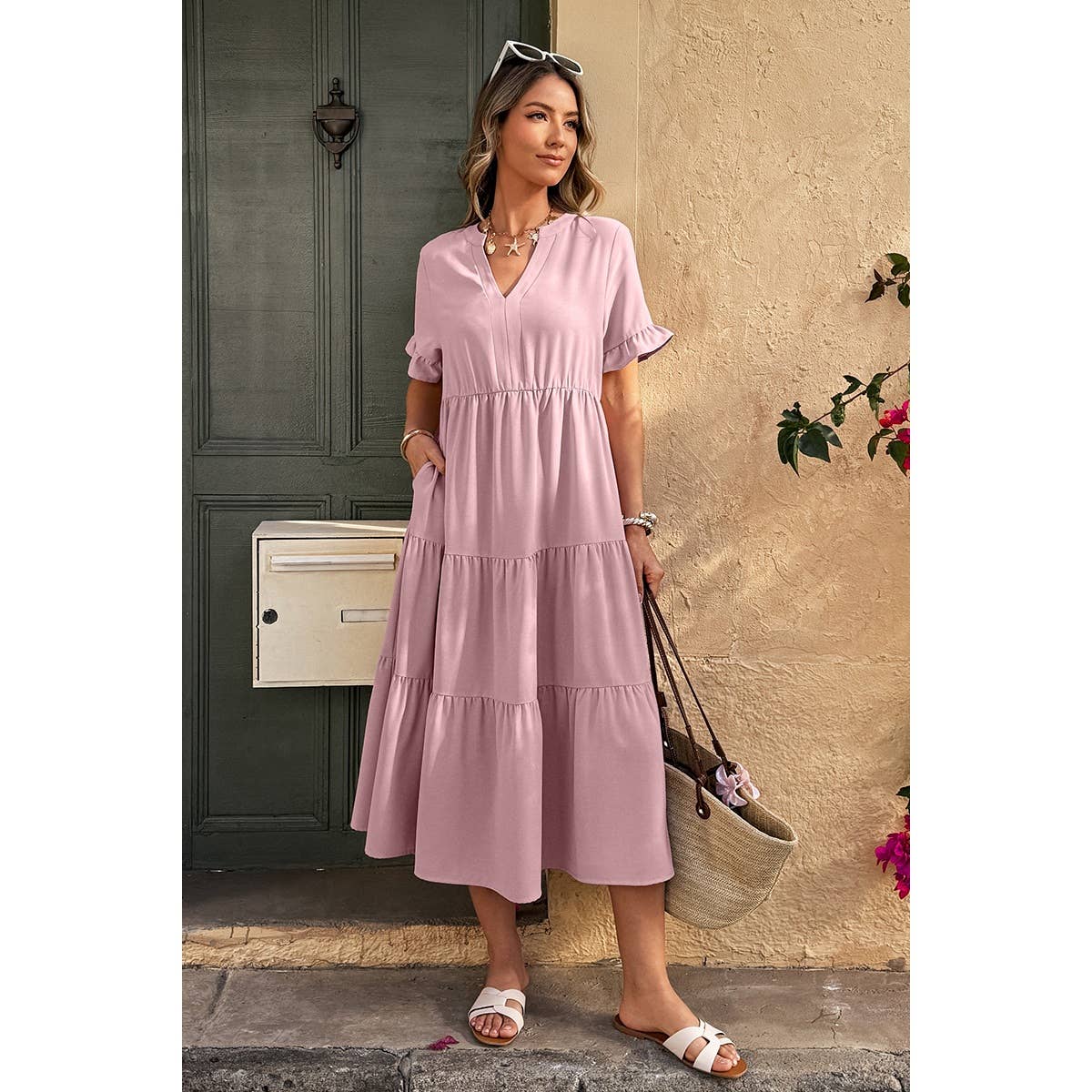 Dusty Rose Midi Dress