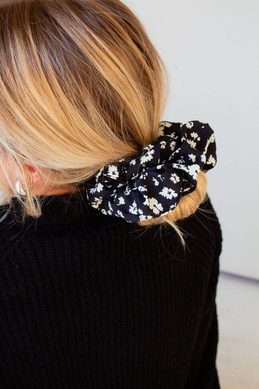 Onyx Floral Jumbo Scrunchie
