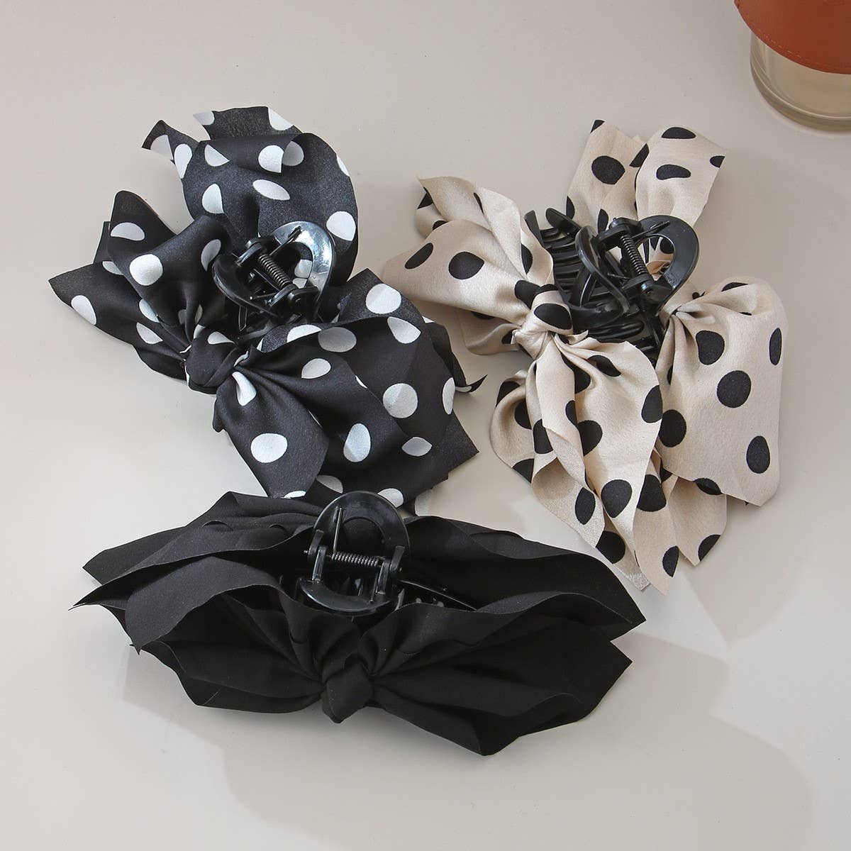 Polka Dot Bow Hair Claw Clip