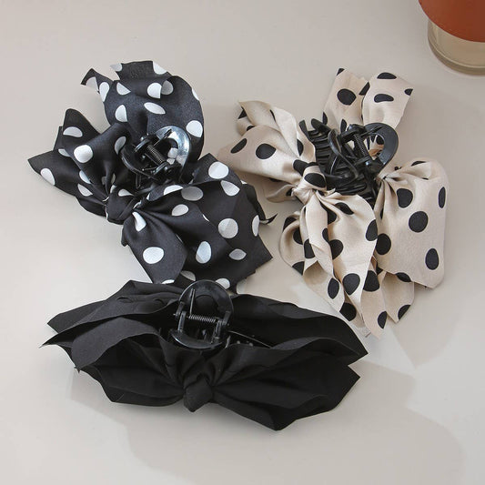 Polka Dot Bow Hair Claw Clip