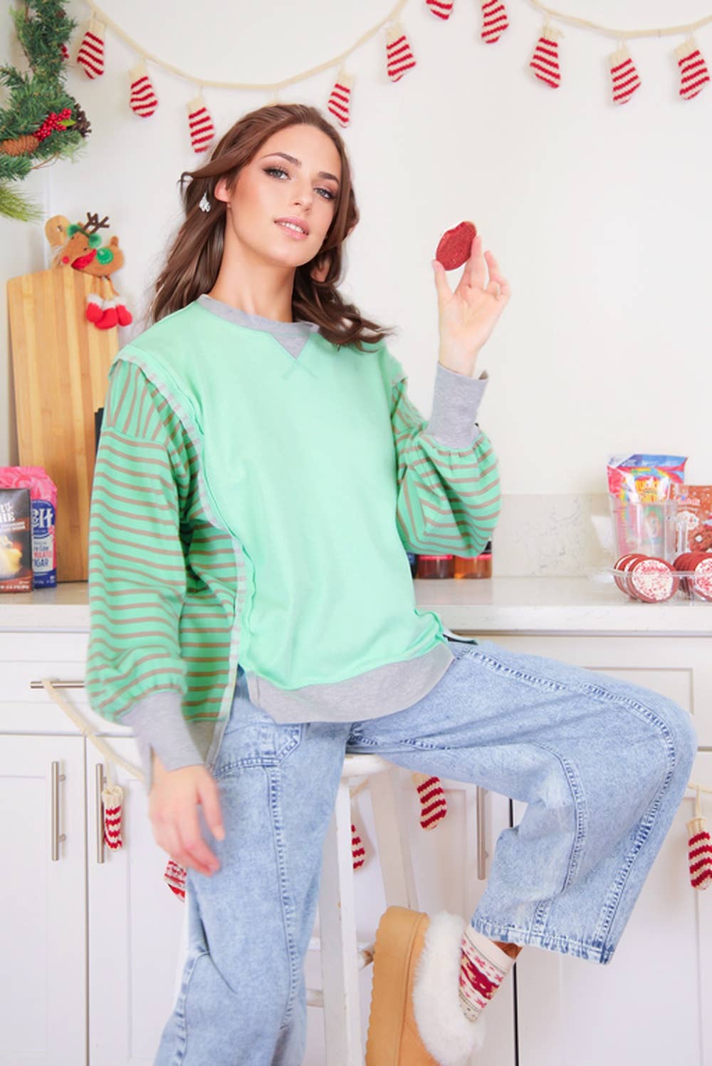 Oversized Striped Casual Knit Top