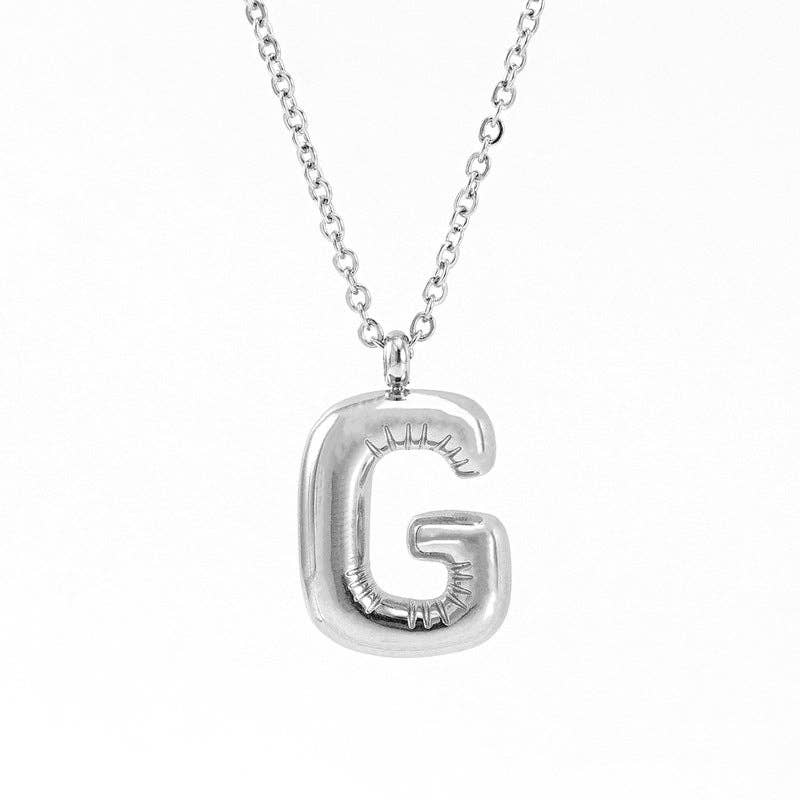 Silver Bubble Initial Necklace