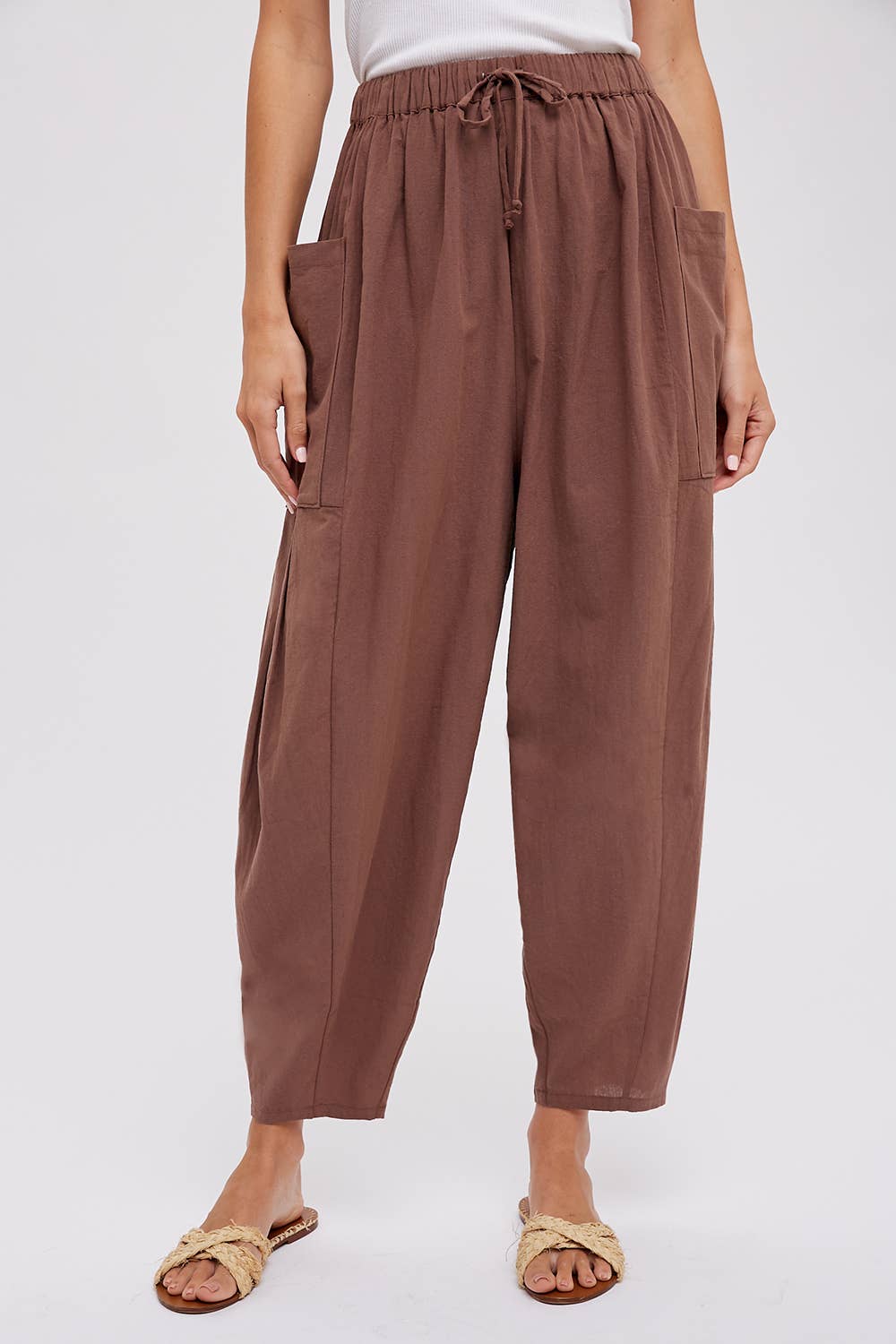 Linen Blend Wide Leg Pants