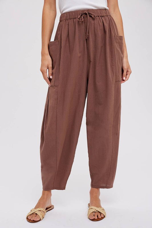 Linen Blend Wide Leg Pants
